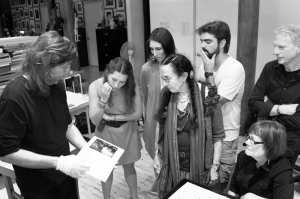 Mary Ellen Mark reviewing work with Students at New York 2014 workshop with Photo Xpeditions